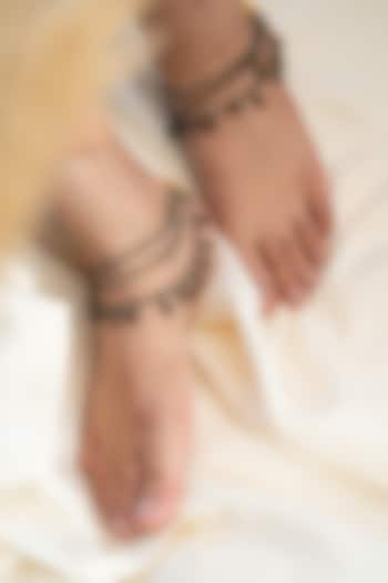 Gold Plated Blue Onyx Layered Anklets by Do Taara at Pernia's Pop Up Shop