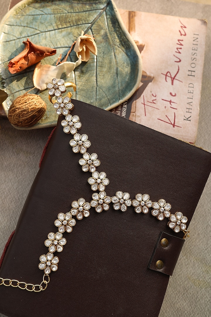 Gold Plated Kundan Polki Hathphool by Do Taara at Pernia's Pop Up Shop