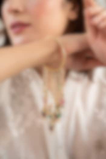 Gold Plated Natural Stone & Pearl Bangles (Set Of 2) by Do Taara at Pernia's Pop Up Shop