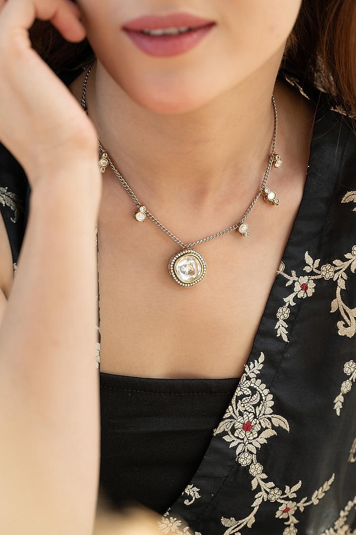 Gold Plated Kundan Polki Necklace by Do Taara at Pernia's Pop Up Shop