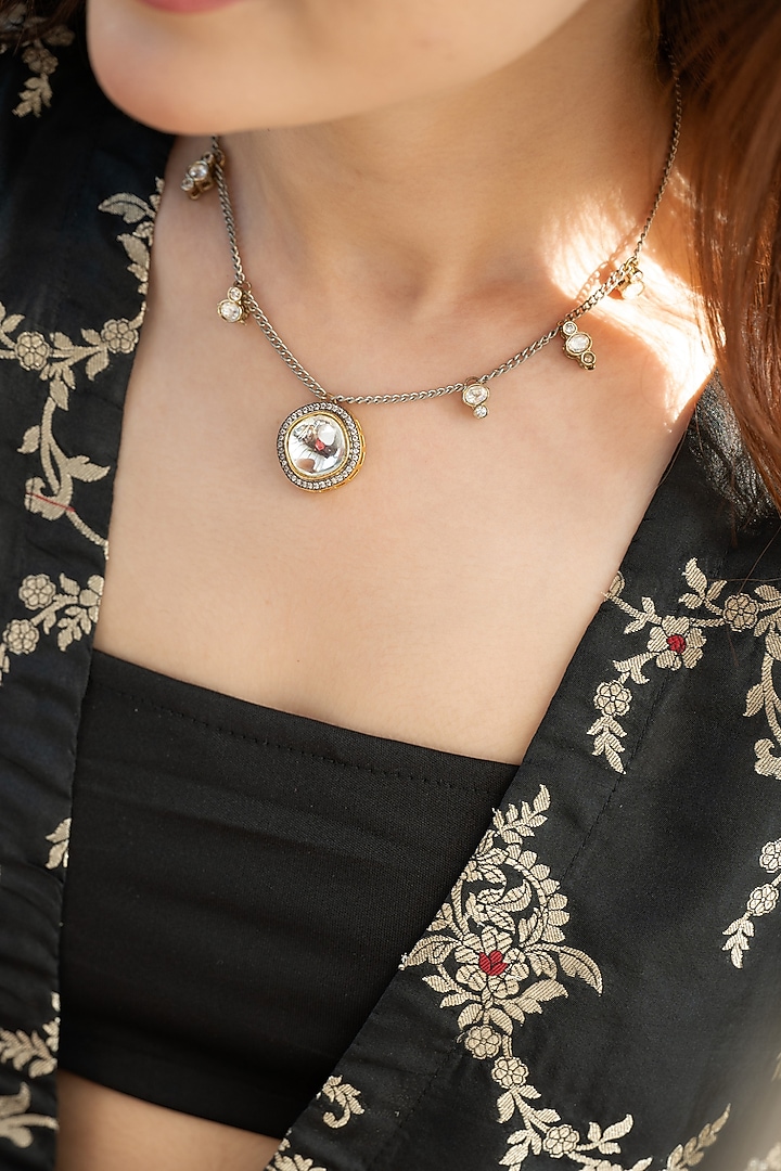 Gold Plated Kundan Polki Necklace by Do Taara at Pernia's Pop Up Shop