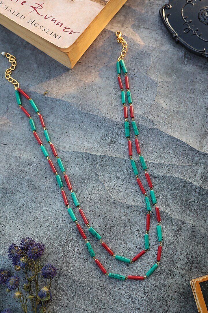 Gold Plated Natural Stone Necklace by Do Taara at Pernia's Pop Up Shop