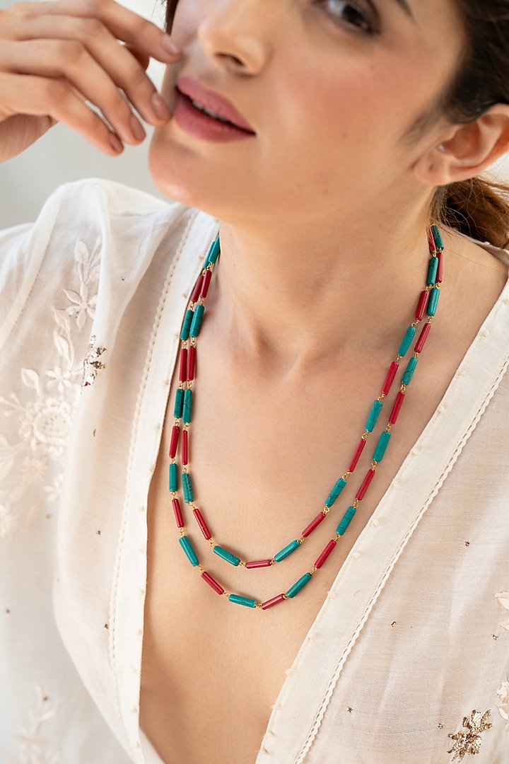 Gold Plated Natural Stone Necklace by Do Taara at Pernia's Pop Up Shop