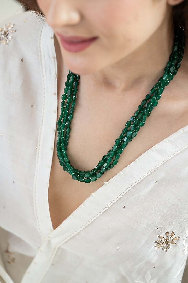 Gold Plated Green Natural Stone Necklace by Do Taara at Pernia's Pop Up Shop