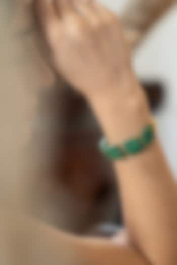 Gold Plated Green Stone Adjustable Bracelet by Do Taara at Pernia's Pop Up Shop