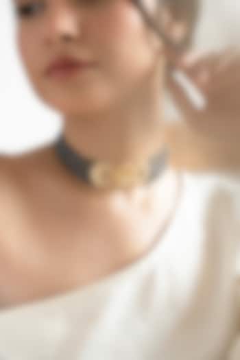 Gold Plated Floral Kundan & Green Stone Choker Necklace by Do Taara at Pernia's Pop Up Shop