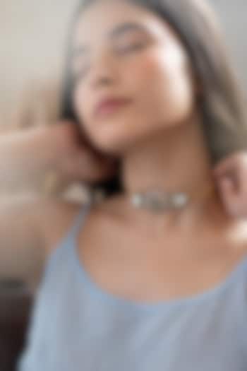 Gold Plated Mint Polki & Cubic Zirconia Necklace by Do Taara at Pernia's Pop Up Shop