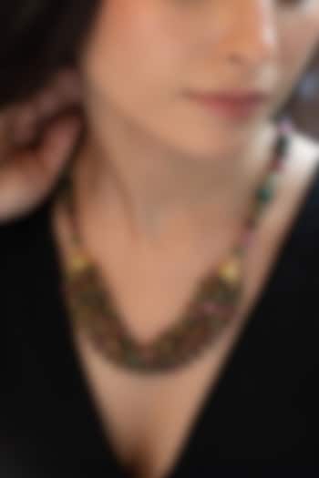 Gold Plated Multi-Colored Tourmaline Stone Layered Necklace by Do Taara at Pernia's Pop Up Shop