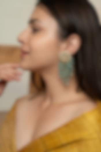 Gold Plated Kundan & Turquoise Stone Dangler Earrings by Do Taara at Pernia's Pop Up Shop