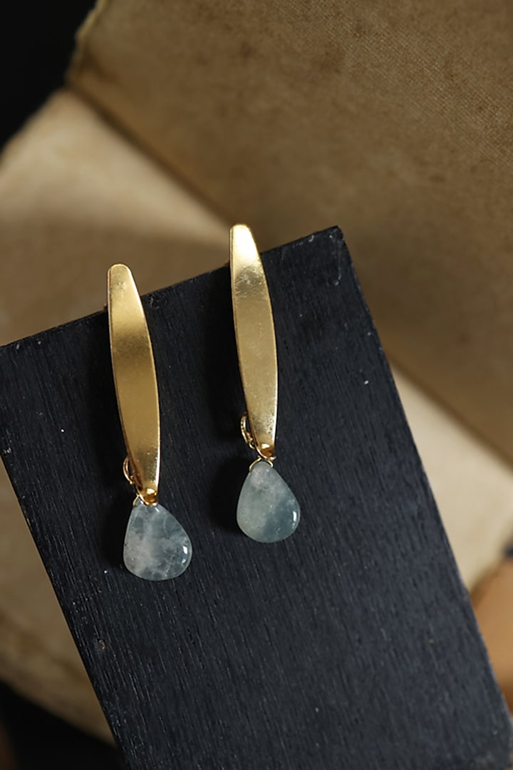 Gold Plated Mint Fluorite Dangler Earrings by Do Taara at Pernia's Pop Up Shop