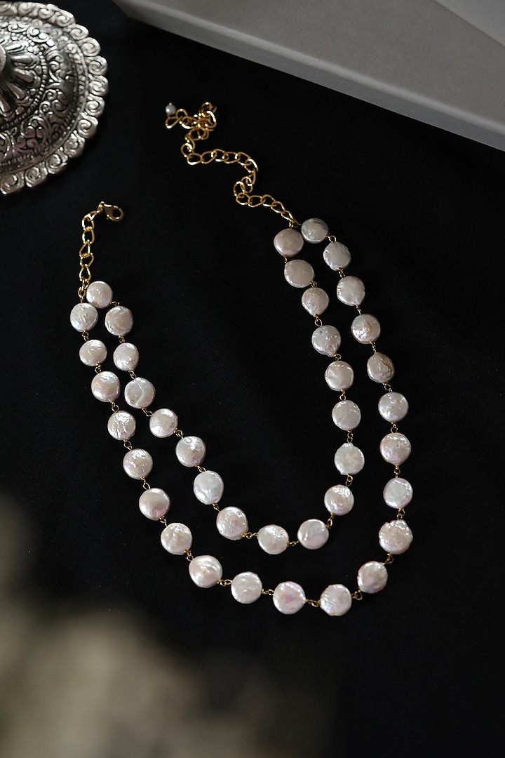 Gold Plated Pearl Layered Necklace by Do Taara at Pernia's Pop Up Shop