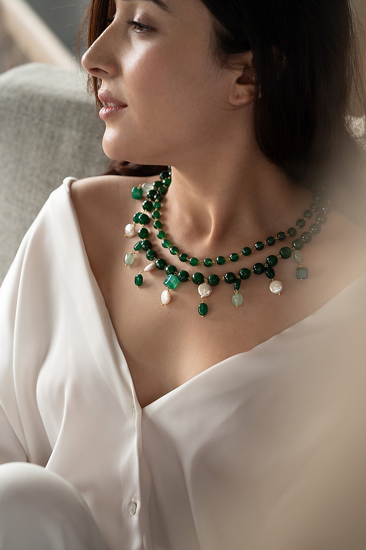 Gold Plated Pearl Layered Necklace by Do Taara at Pernia's Pop Up Shop