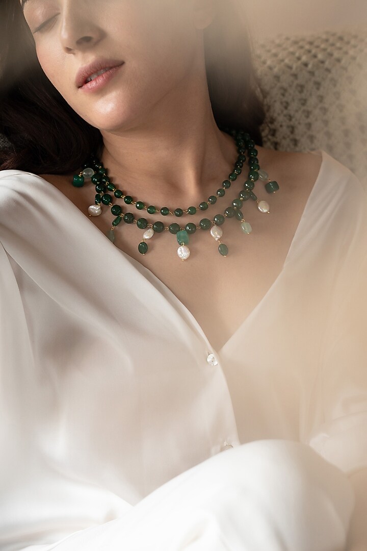 Gold Plated Pearl Layered Necklace by Do Taara at Pernia's Pop Up Shop