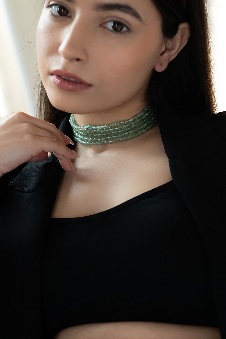 Gold Plated Mint Fluorite Necklace by Do Taara at Pernia's Pop Up Shop