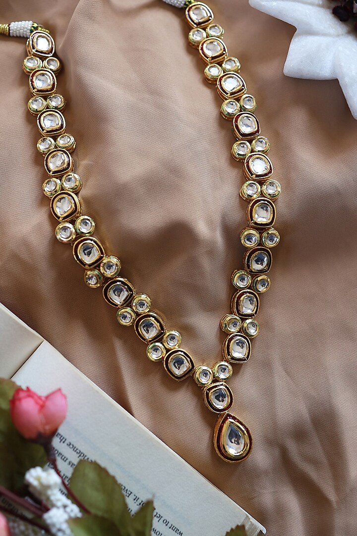 Gold Plated Kundan Polki Necklace by Do Taara at Pernia's Pop Up Shop