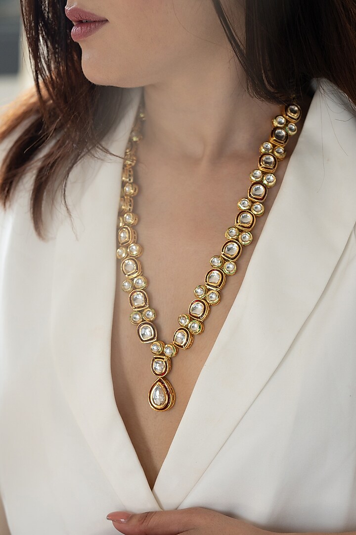 Gold Plated Kundan Polki Necklace by Do Taara at Pernia's Pop Up Shop