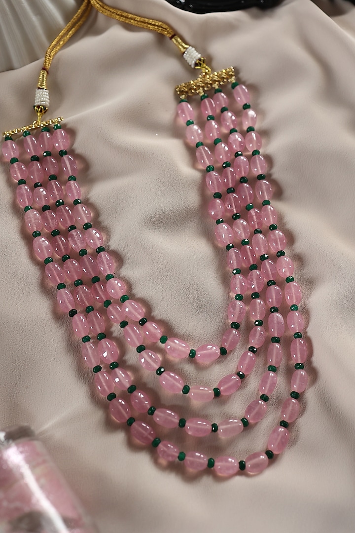 Gold Plated Rose Quartz Stone Necklace by Do Taara at Pernia's Pop Up Shop