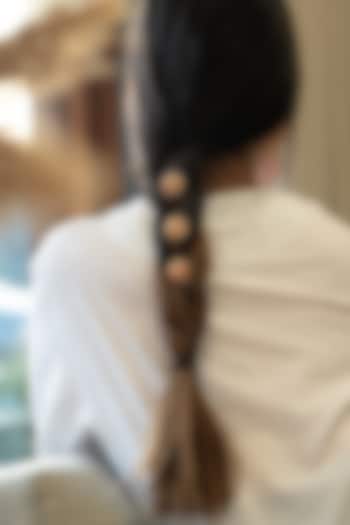 Gold Plated Red Kundan & Pearl Braid Pins (Set of 3) by Do Taara at Pernia's Pop Up Shop