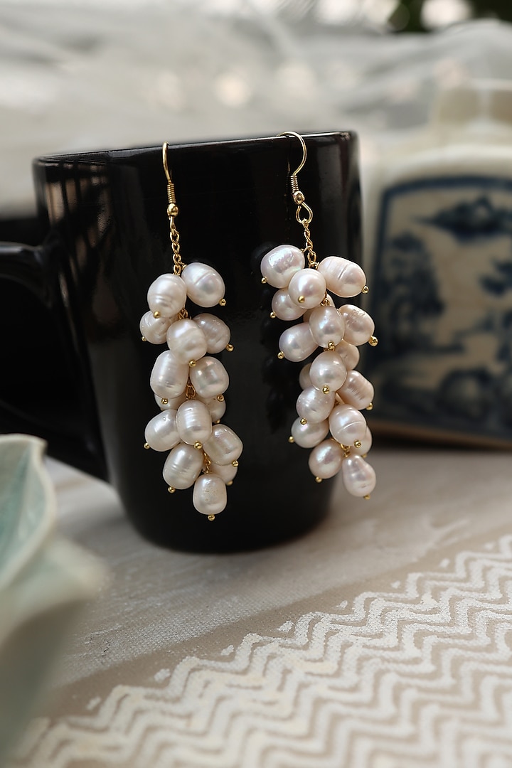 Gold Plated Shell Pearl Dangler Earrings by Do Taara at Pernia's Pop Up Shop