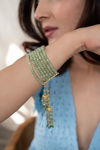 Gold Plated Mint Onyx Stone Bracelet by Do Taara
