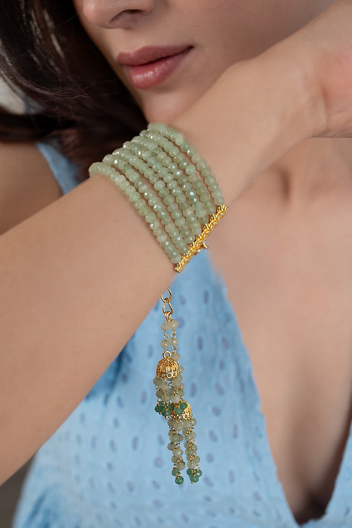 Gold Plated Mint Onyx Stone Bracelet by Do Taara at Pernia's Pop Up Shop