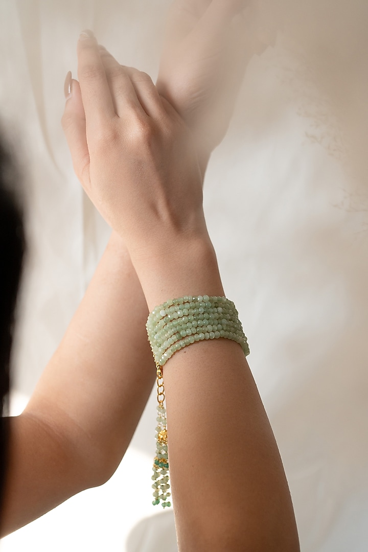 Gold Plated Mint Onyx Stone Bracelet by Do Taara at Pernia's Pop Up Shop
