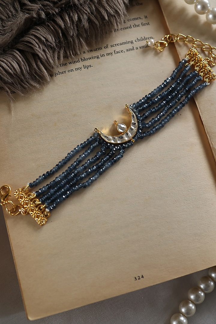Gold Plated Kundan Polki & Hydro Stone Adjustable Bracelet by Do Taara at Pernia's Pop Up Shop