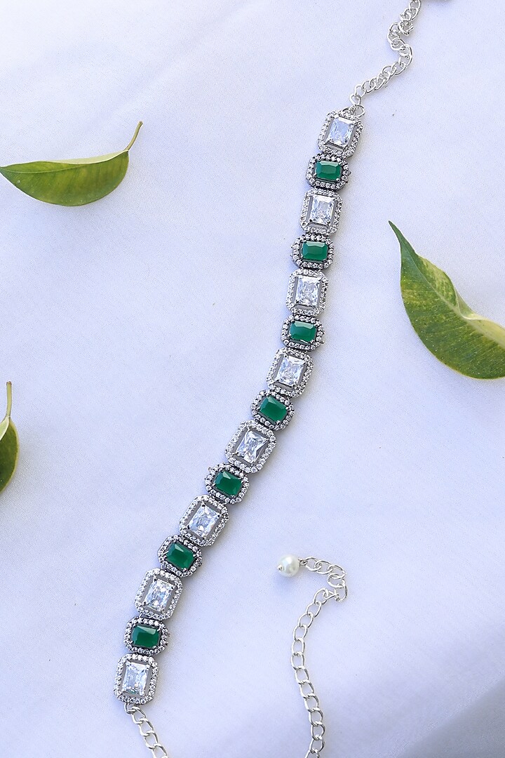 Two-Tone Finish Glass Crystal & Cubic Zirconia Choker Necklace by Do Taara at Pernia's Pop Up Shop