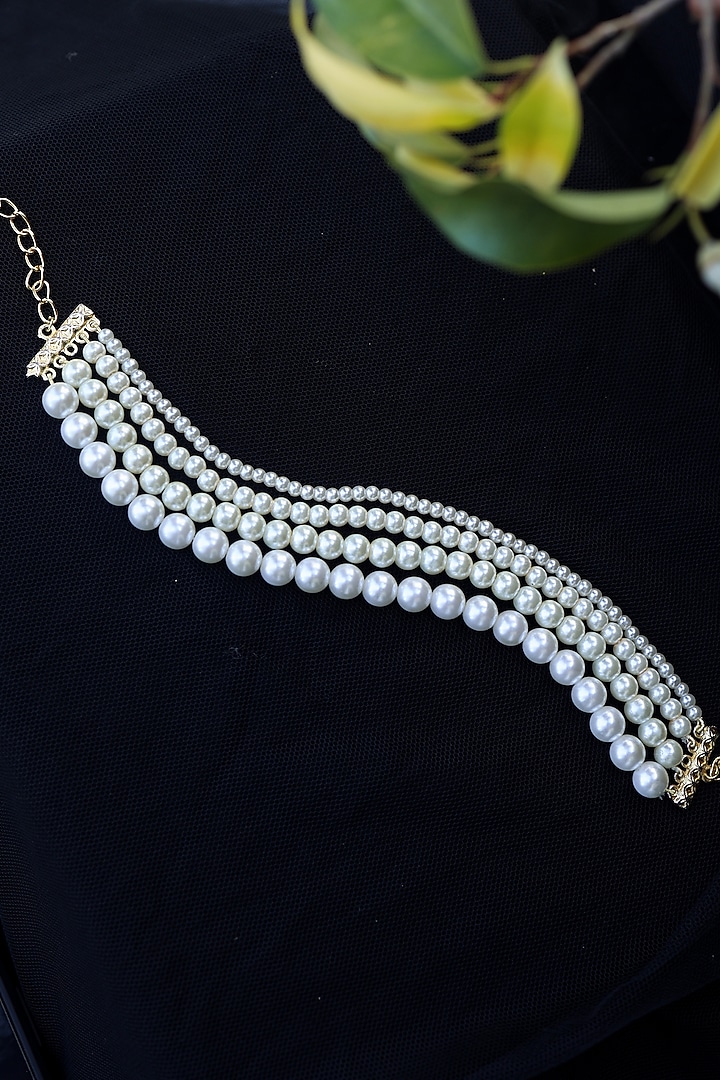 Gold Plated Pearl Choker Necklace by Do Taara at Pernia's Pop Up Shop