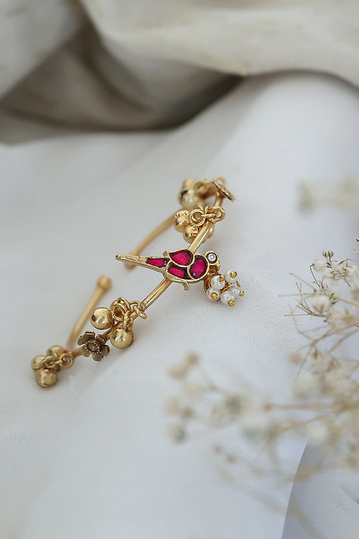 Gold Plated Red Stone Bracelet by Do Taara at Pernia's Pop Up Shop