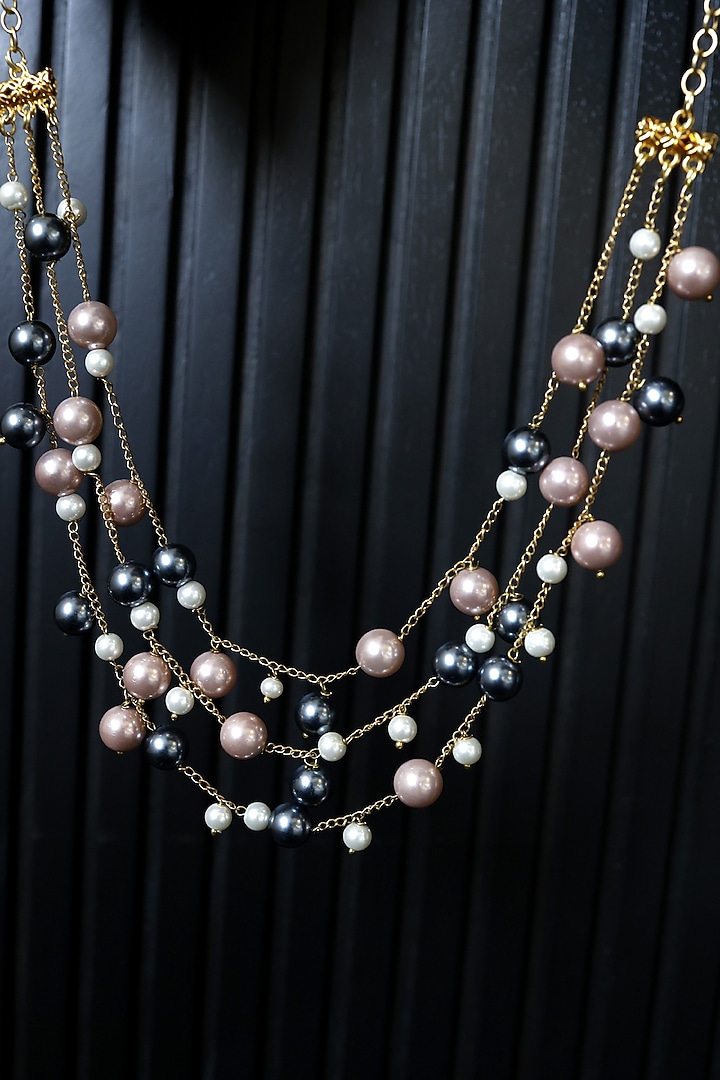 Gold Plated Pearl Layered Necklace by Do Taara at Pernia's Pop Up Shop