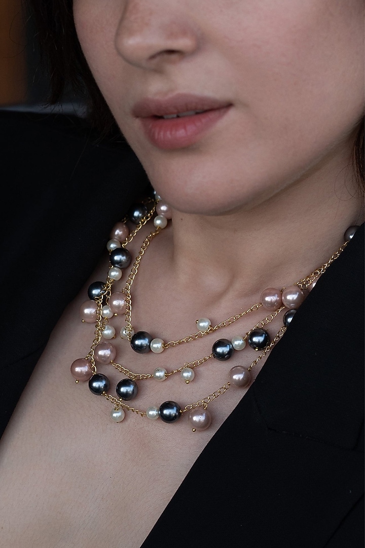 Gold Plated Pearl Layered Necklace by Do Taara at Pernia's Pop Up Shop