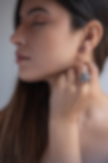 White Rhodium Finish Faux Diamond Ring by Do Taara at Pernia's Pop Up Shop