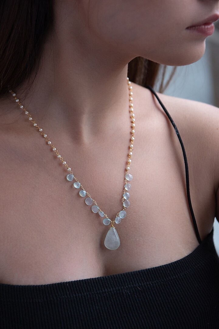 Gold Plated Natural Stone Necklace by Do Taara at Pernia's Pop Up Shop