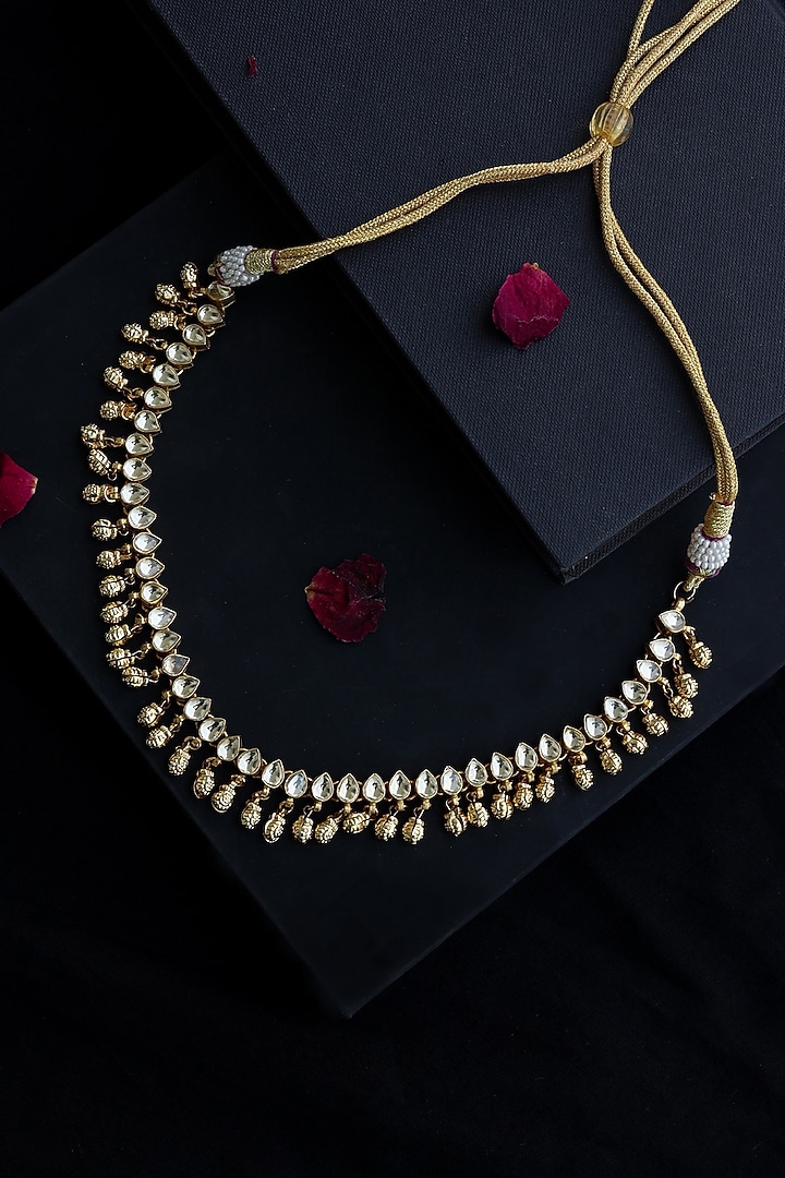 Gold Plated Kundan Polki Choker Necklace by Do Taara at Pernia's Pop Up Shop