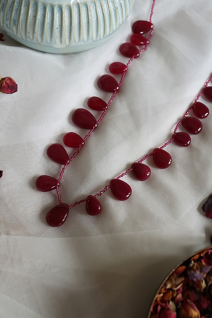 Gold Plated Onyx & Red Stone Necklace by Do Taara at Pernia's Pop Up Shop