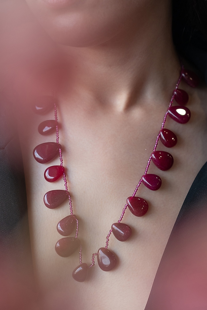Gold Plated Onyx & Red Stone Necklace by Do Taara at Pernia's Pop Up Shop