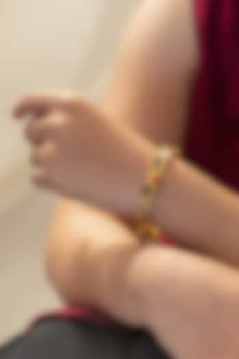 Gold Plated Multi-Colored Natural Stones Bangles (Set Of 2) by Do Taara at Pernia's Pop Up Shop