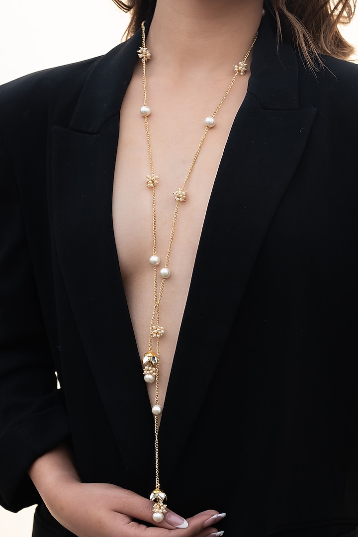 Gold Plated Pearl Necklace by Do Taara at Pernia's Pop Up Shop