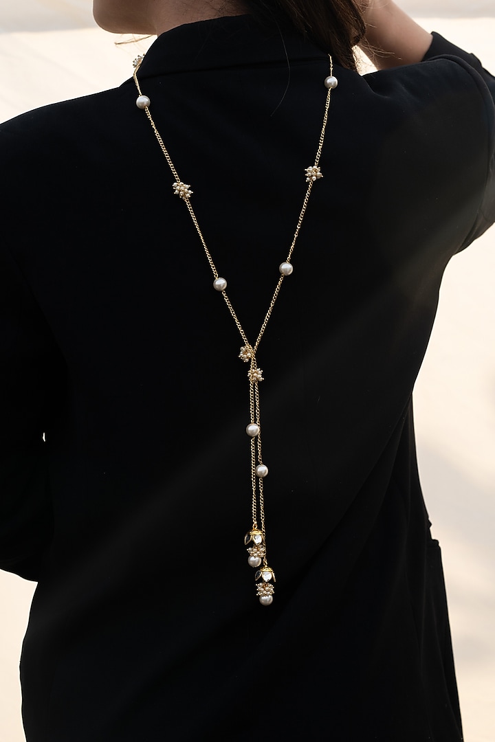Gold Plated Pearl Necklace by Do Taara at Pernia's Pop Up Shop