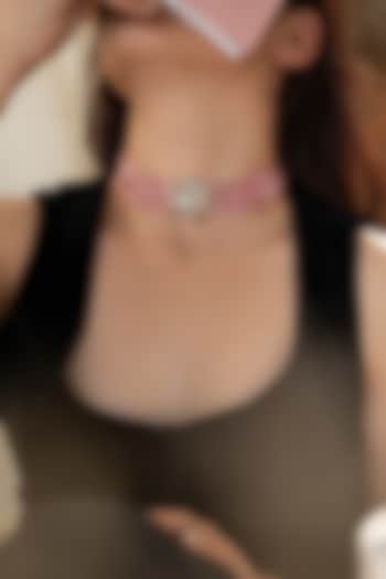Gold Plated Pink Natural Stone & Kundan Polki Choker Necklace by Do Taara at Pernia's Pop Up Shop