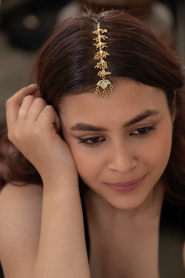 Gold Plated Kundan Polki Maangtikka by Do Taara at Pernia's Pop Up Shop