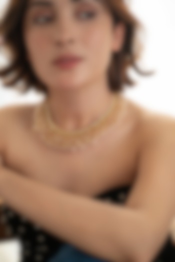 Gold Plated Kundan Polki & Rose Quartz Stone Necklace Set by Do Taara at Pernia's Pop Up Shop