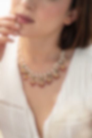 Gold Plated Kundan Polki & Pink Onyx Necklace by Do Taara at Pernia's Pop Up Shop