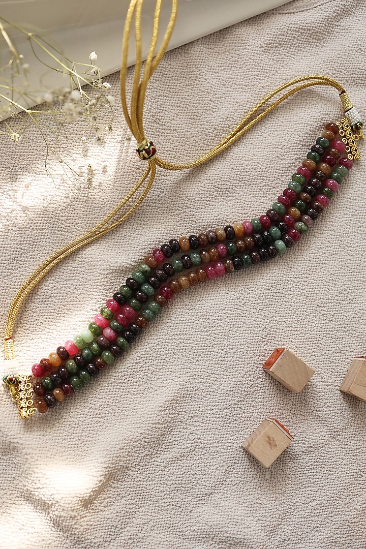 Gold Plated Multi-Colored Natural Stone Choker Necklace by Do Taara at Pernia's Pop Up Shop