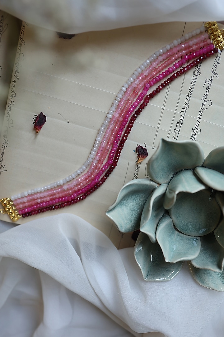 Gold Plated Pink Onyx Choker Necklace by Do Taara at Pernia's Pop Up Shop