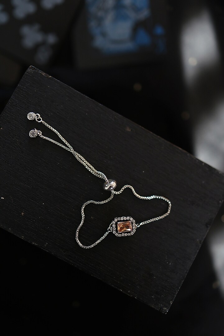 Silver Rhodium Finish Faux Diamond & Cubic Zirconia Bracelet by Do Taara at Pernia's Pop Up Shop