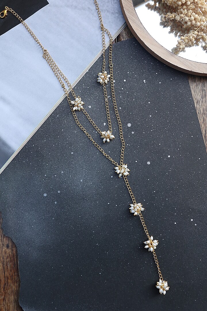 Gold Plated Pearl Long Necklace by Do Taara at Pernia's Pop Up Shop