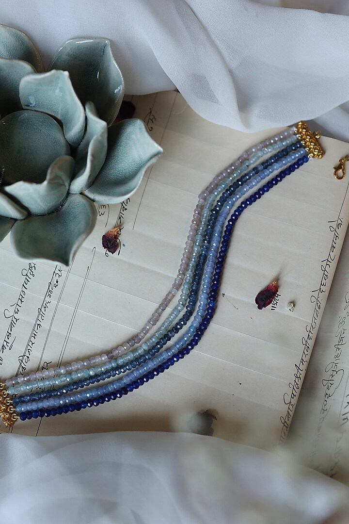 Gold Plated Blue Onyx Choker Necklace by Do Taara at Pernia's Pop Up Shop