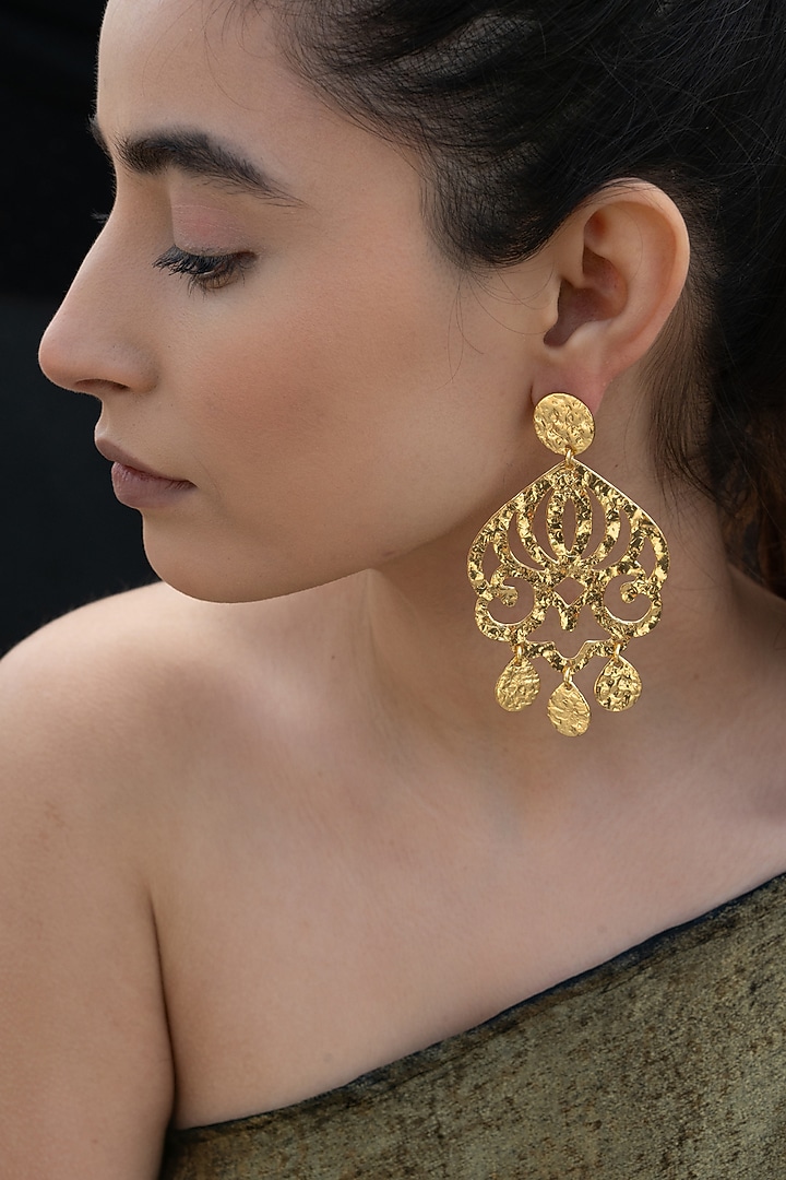 Gold Plated Dangler Earrings by Do Taara at Pernia's Pop Up Shop